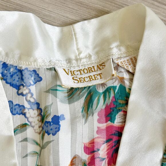 90s Y2K Victorias Secret Gold Label Semi Sheer Floral Pajama Top M - Picture 6 of 7
